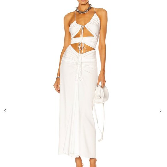 NWT Christopher Esber Disconnect Ruched Halter Dress in Natural size 4 - Picture 1 of 11